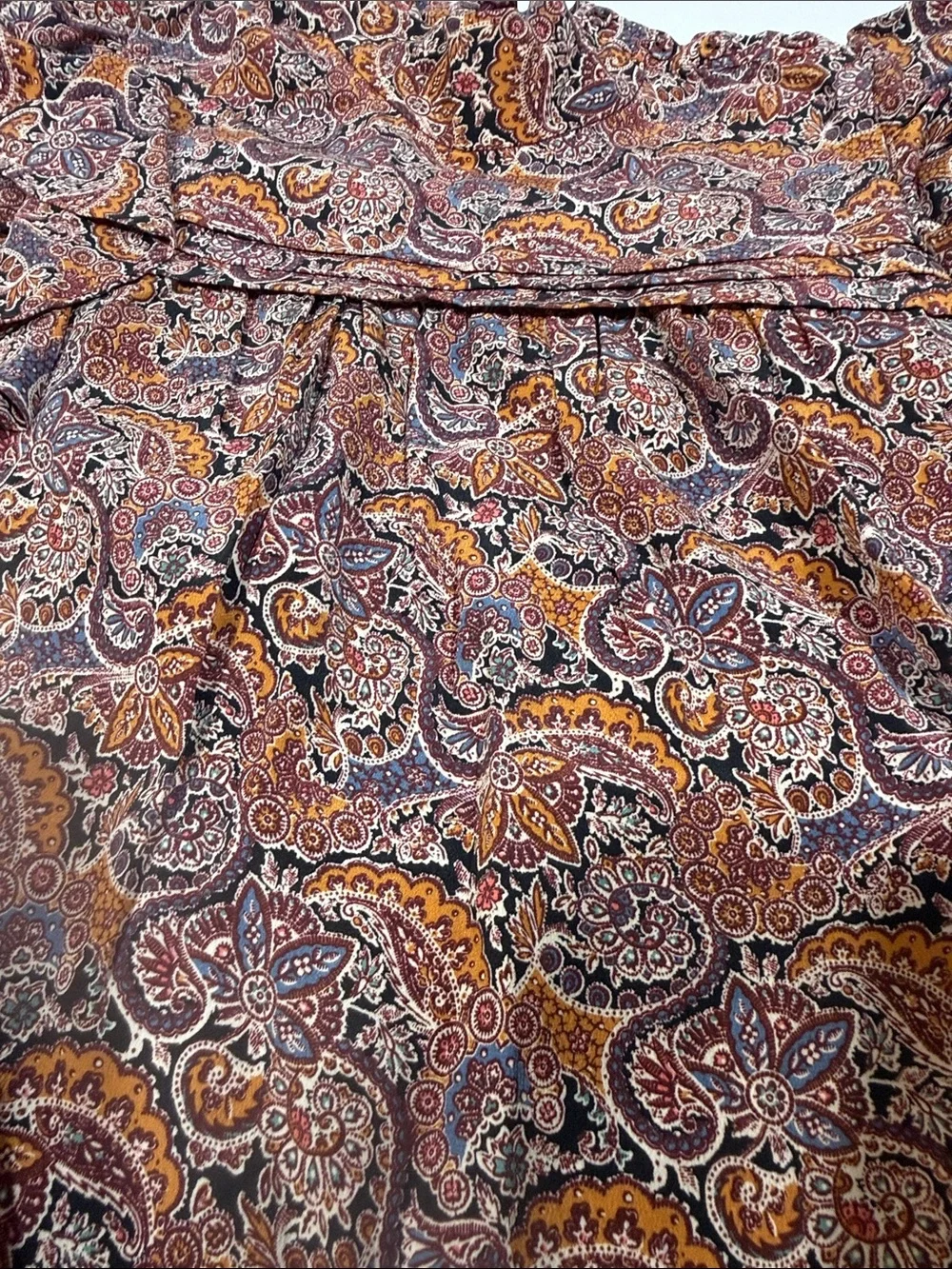 Ulla Johnson Arda 100% Silk Ruffle Top Blouse in Goldenrod/Wine Paisley Medium 8